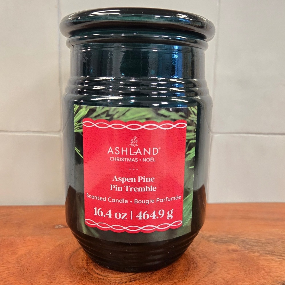 Ashland Christmas Noel Aspen Pine Scented Candle 16.4 oz Green Jar with Lid